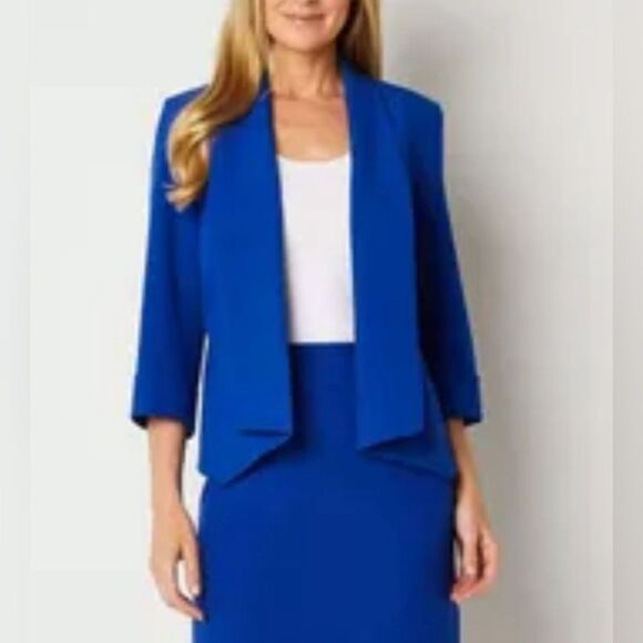 Kasper royal blue open front blazer jacket size 10 - Picture 1 of 7